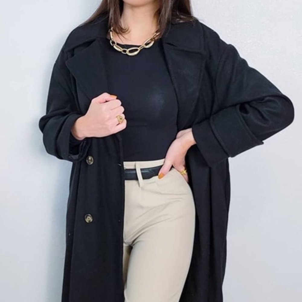 Lapel Collar Double Breasted Coat - Picture 5 of 8